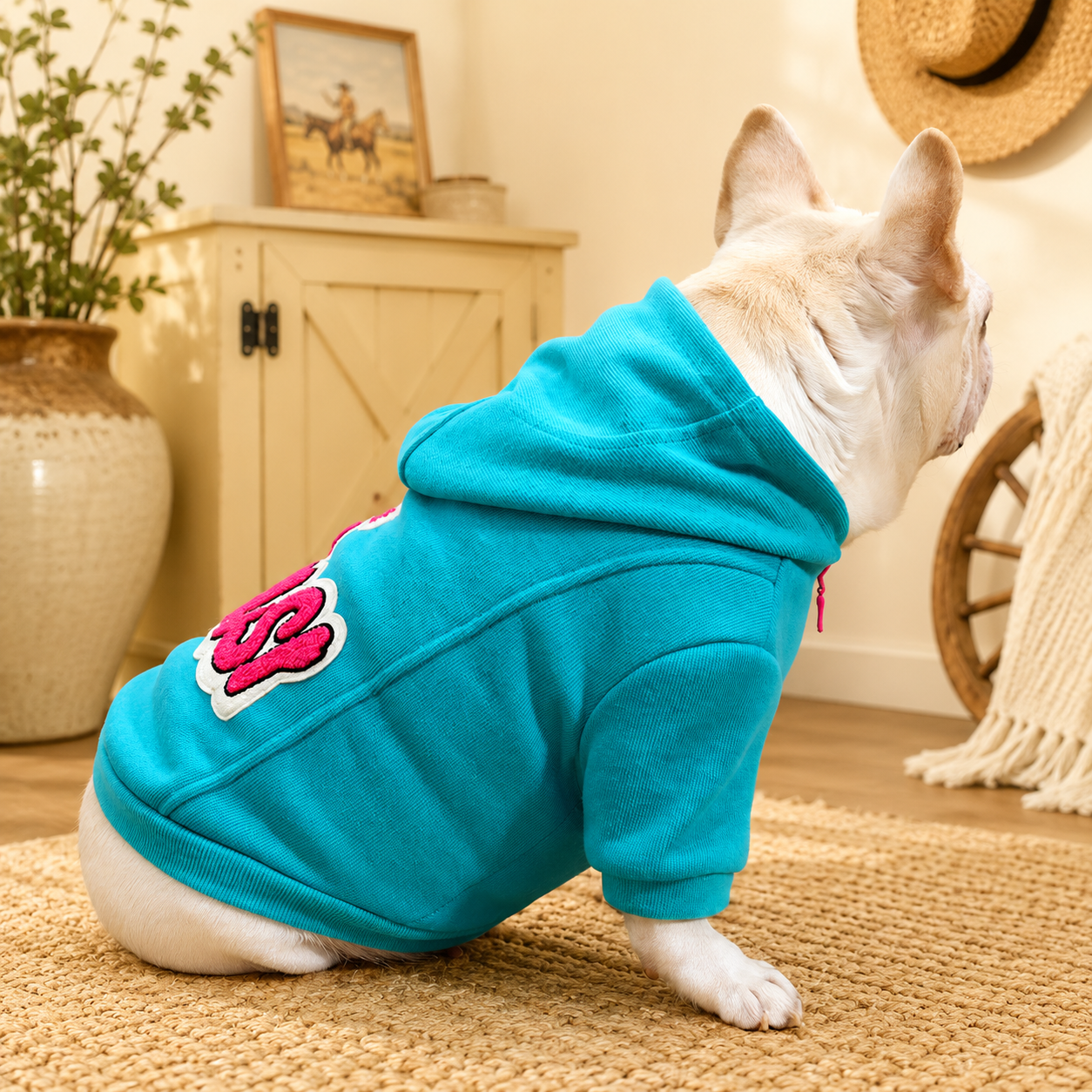 French Bulldog Embroidered Hooded Jacket