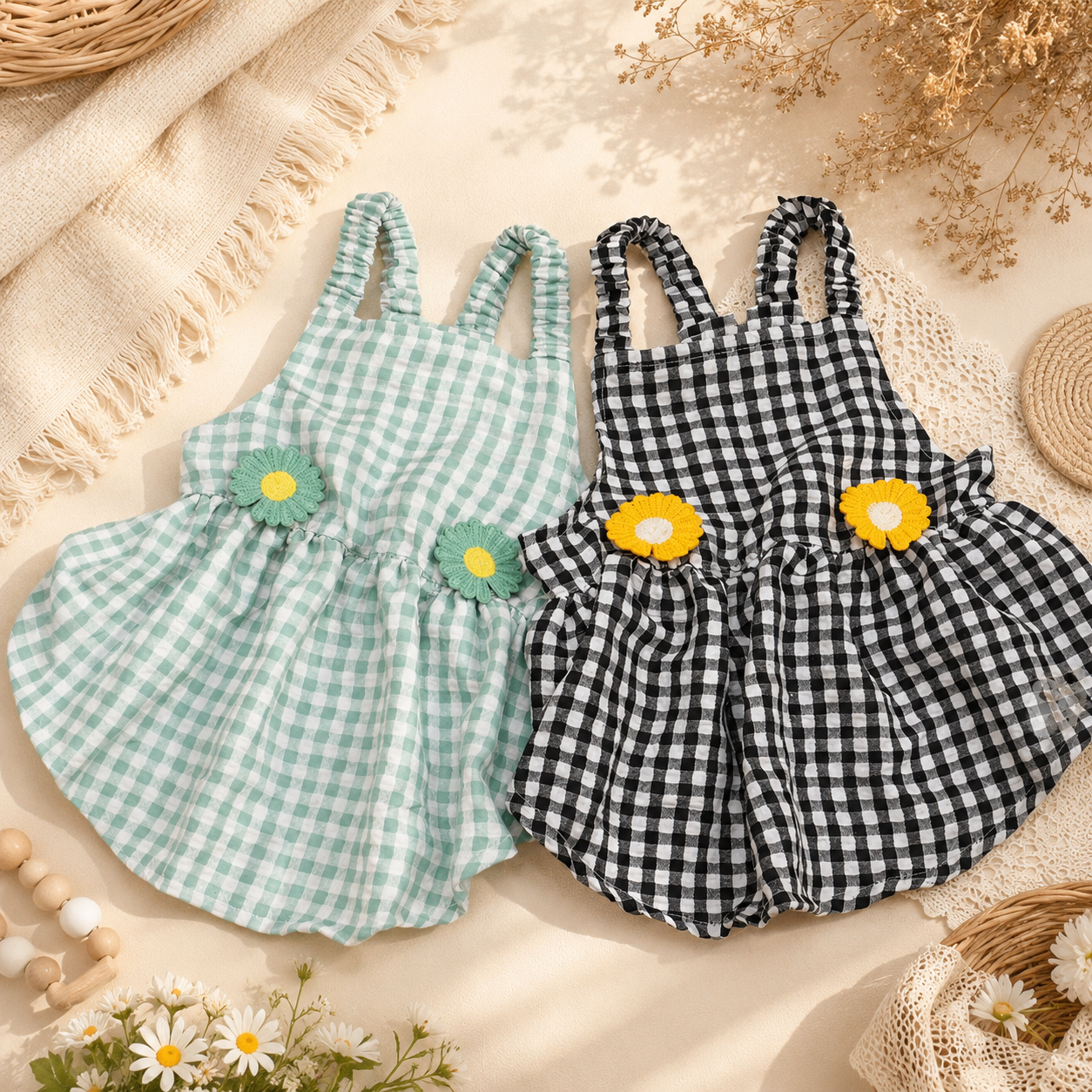 French Bulldog Plaid Camisole Dress