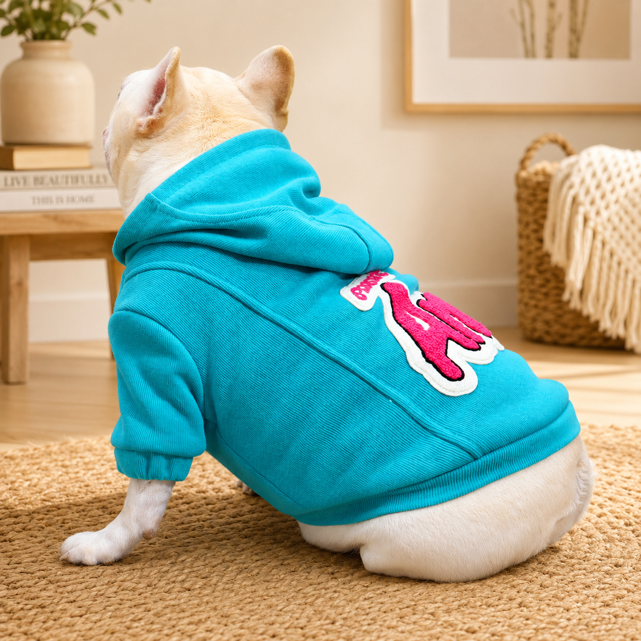French Bulldog Embroidered Hooded Jacket