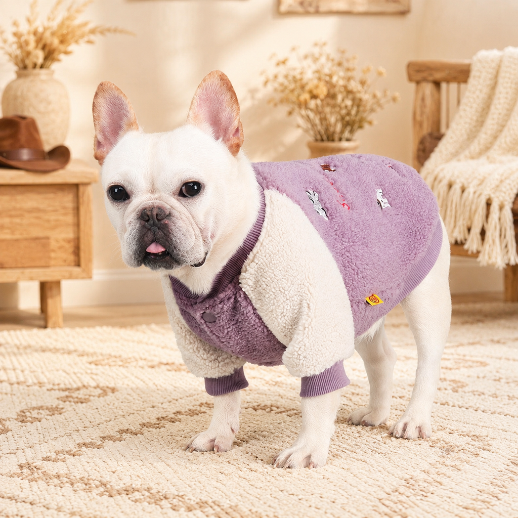 Frenchie Sherpa Fleece Cardigan Jacket