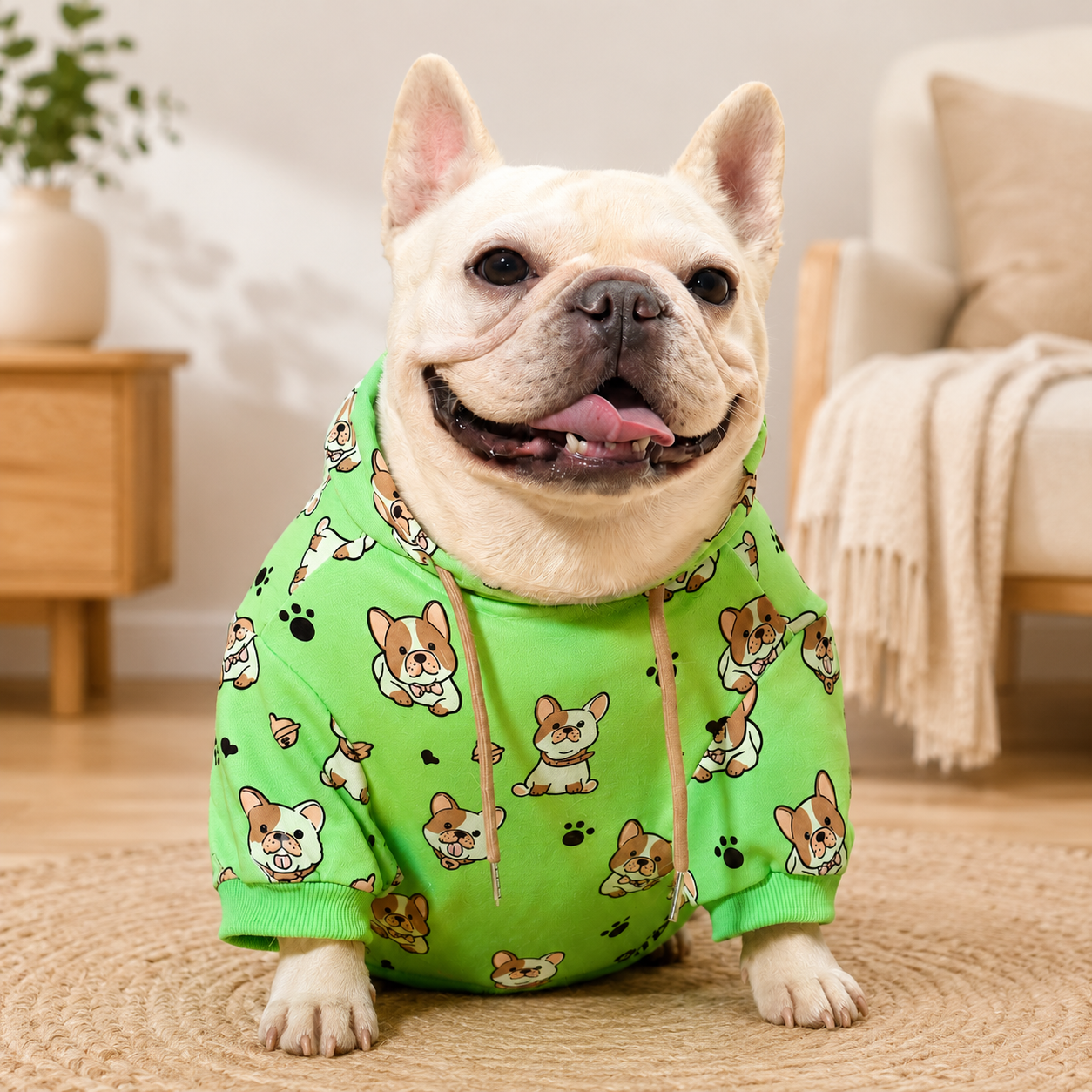 Frenchie Spring Autumn Printed Hoodie