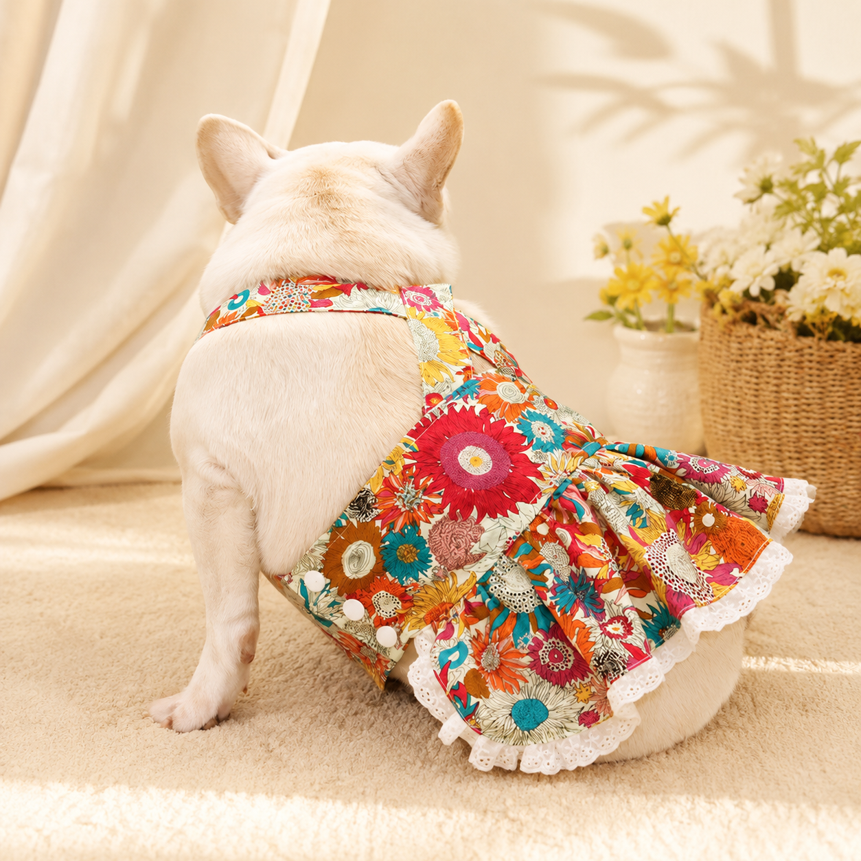 Frenchie Ditsy Floral Strap Dress for Dogs