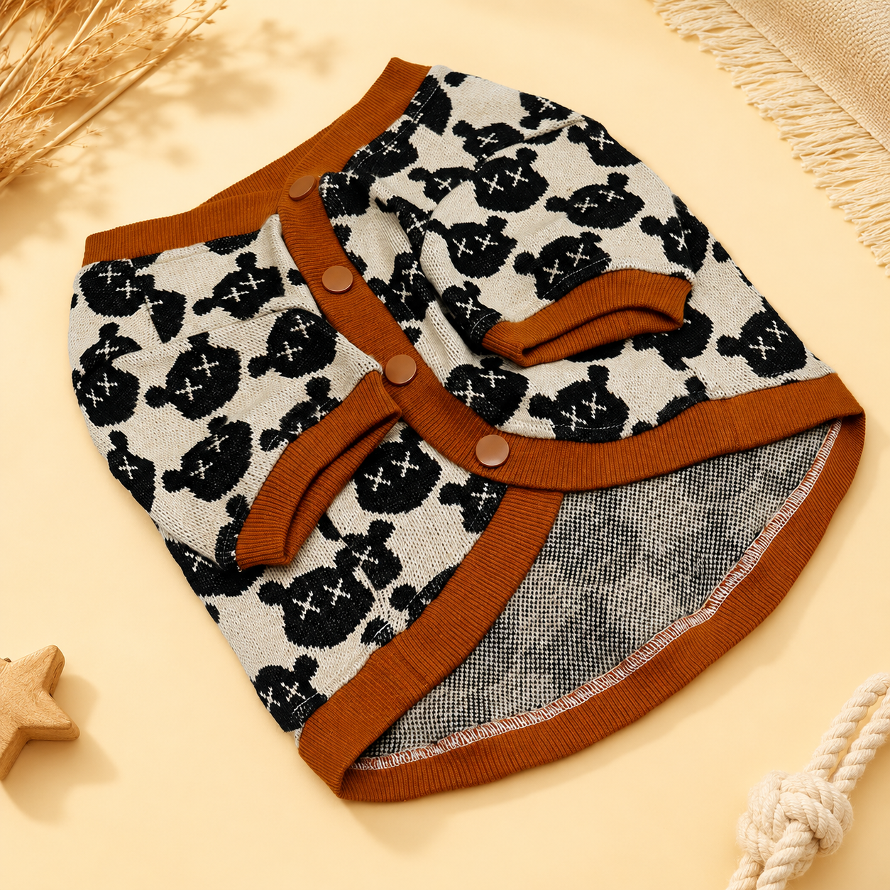 French Bulldog V-Neck Knit Sweater