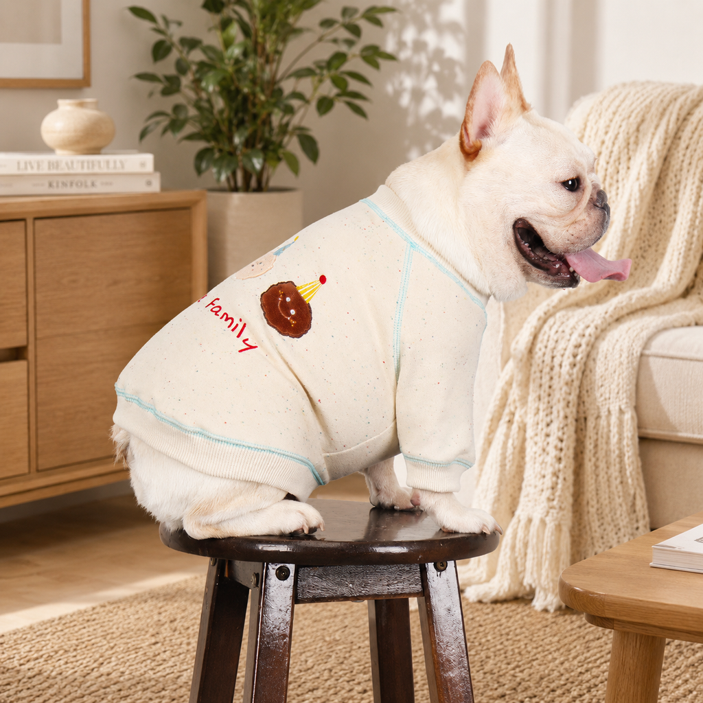 Embroidered Knit Crewneck Sweatshirt for French Bulldogs
