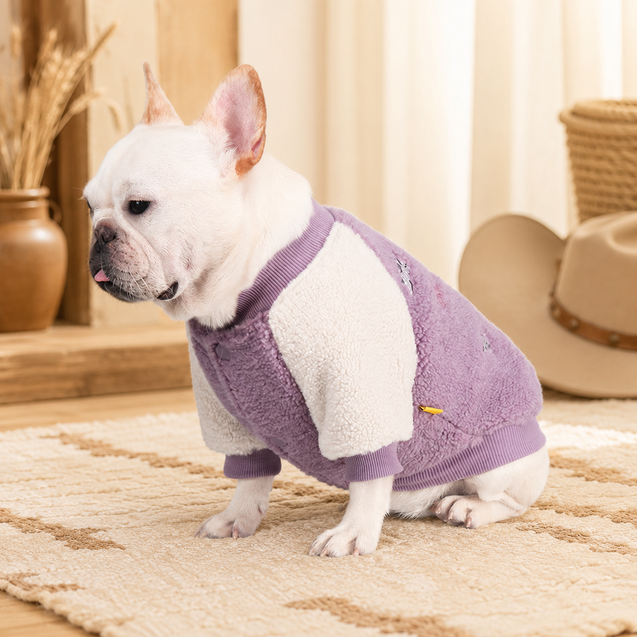 Frenchie Sherpa Fleece Cardigan Jacket