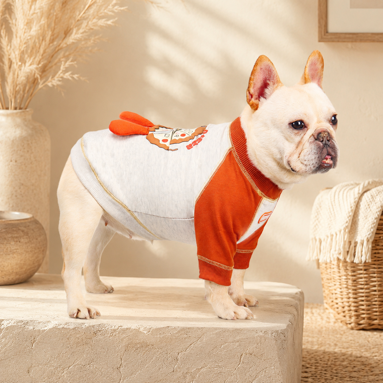 French Bulldog Embroidered Colorblock Sweatshirt