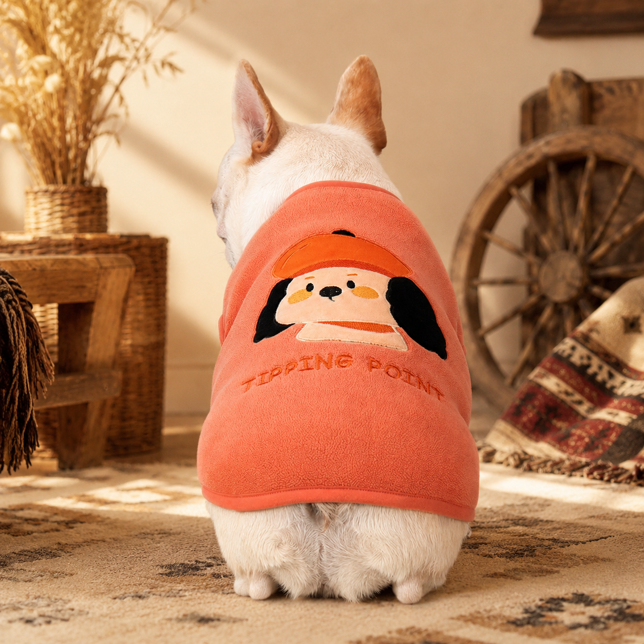French Bulldog Fleece Vest with Contrast Piping Edge