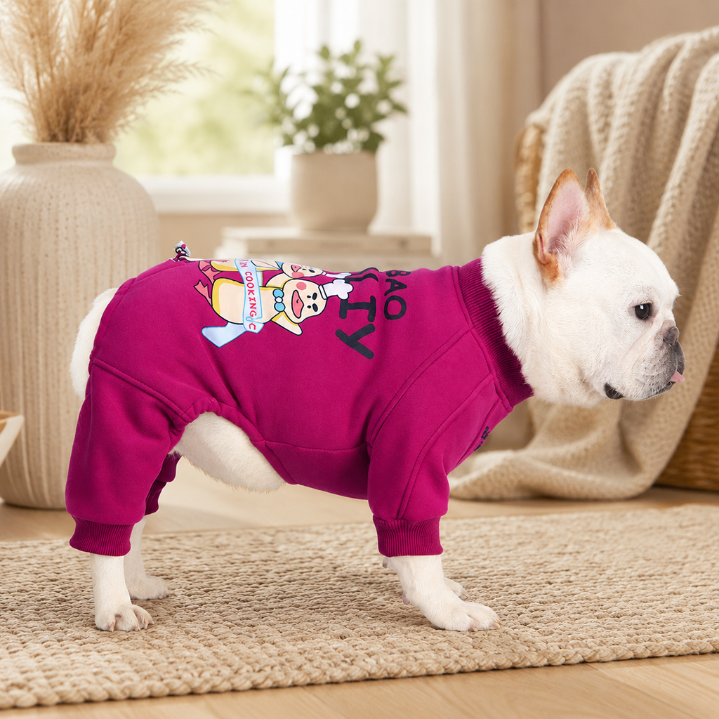 Cozy Fleece-Lined 4-Legged Winter Jumpsuit for French Bulldogs