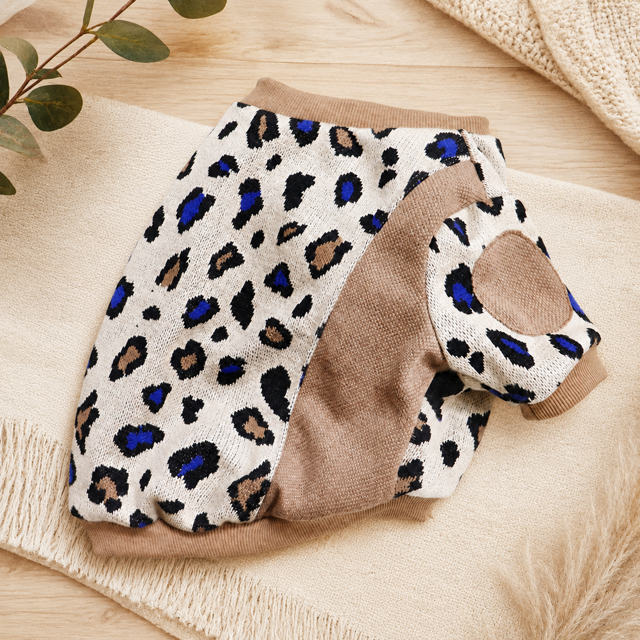 Frenchie Leopard Colorblock Sweatshirt