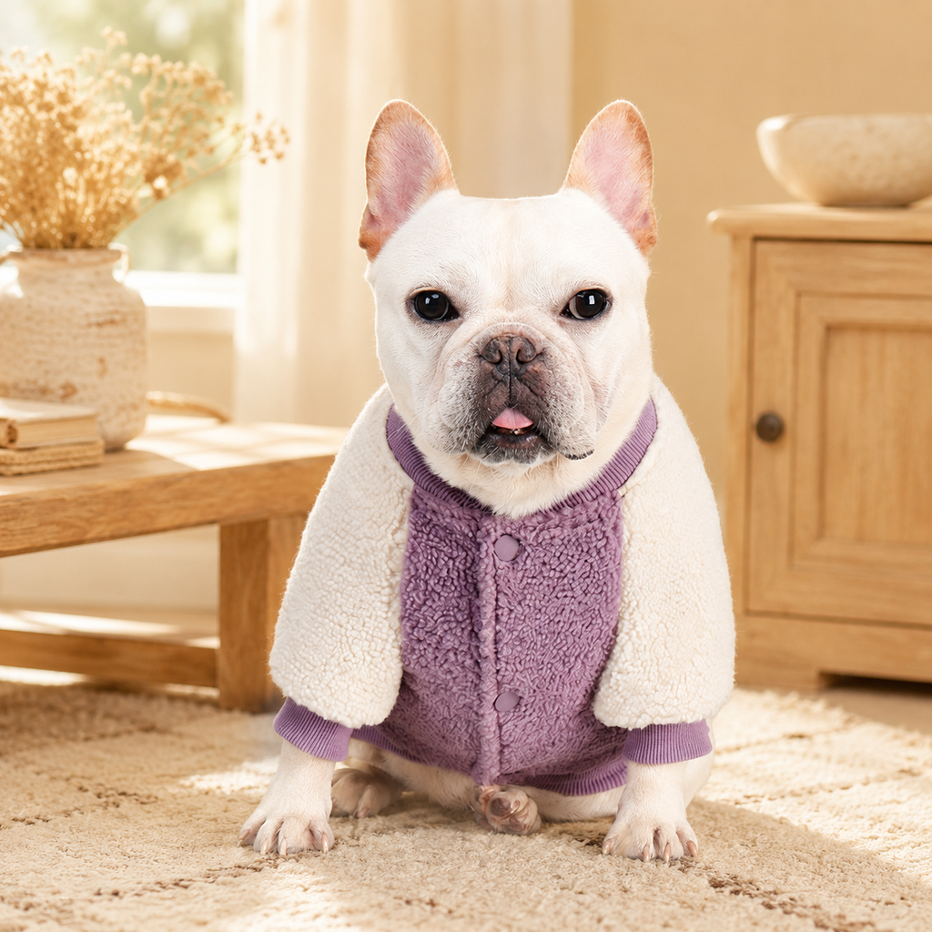 Frenchie Sherpa Fleece Cardigan Jacket