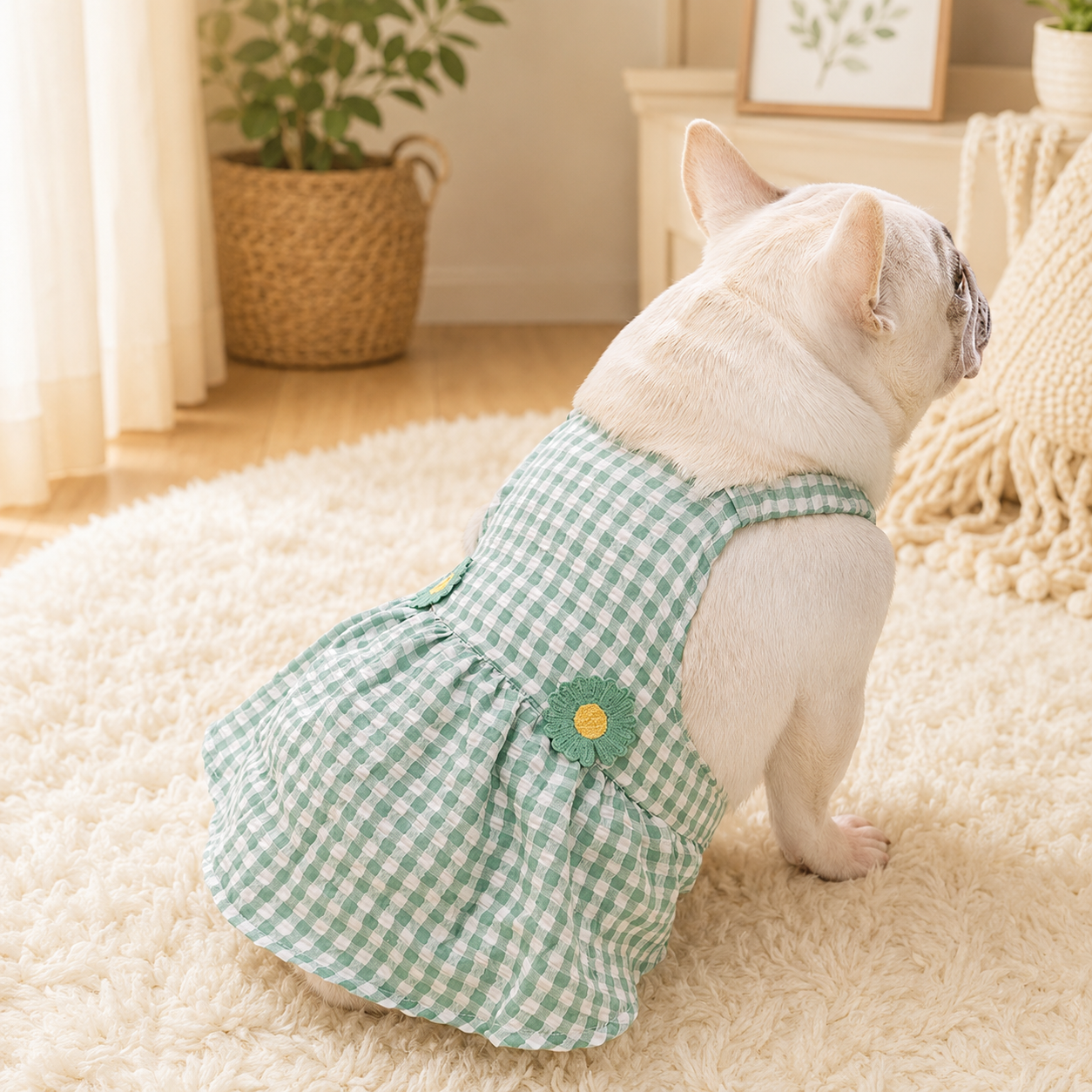 French Bulldog Plaid Camisole Dress