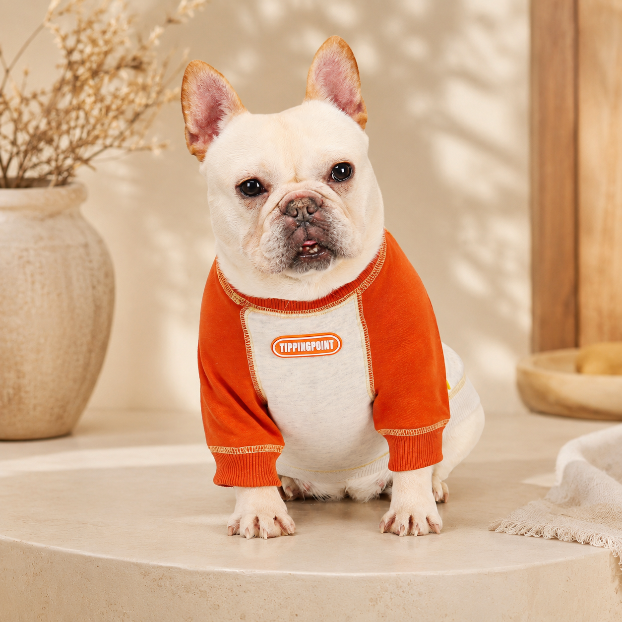 French Bulldog Embroidered Colorblock Sweatshirt