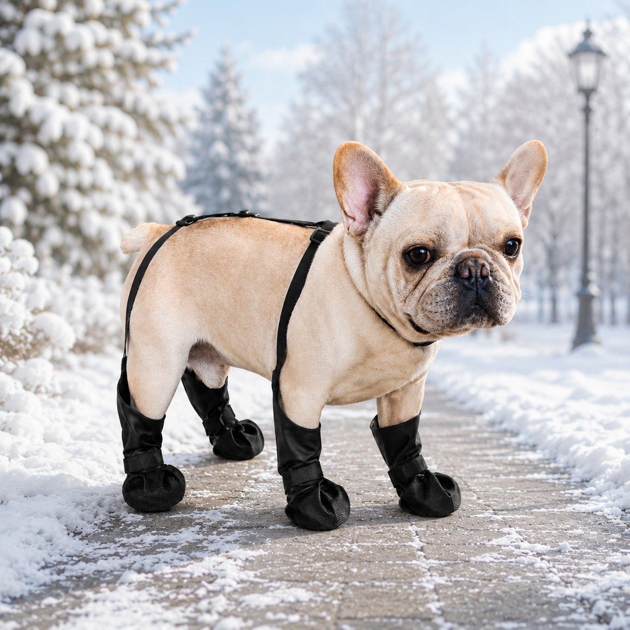 Waterproof Four-Leg Harness Boots for French Bulldogs