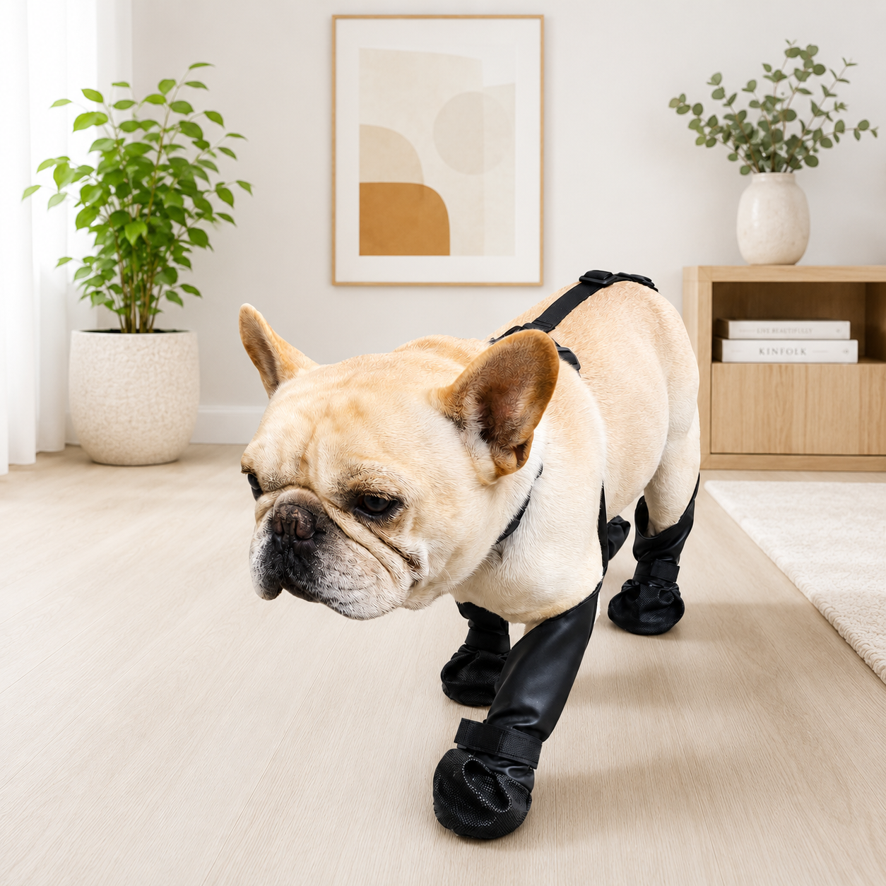Waterproof Four-Leg Harness Boots for French Bulldogs