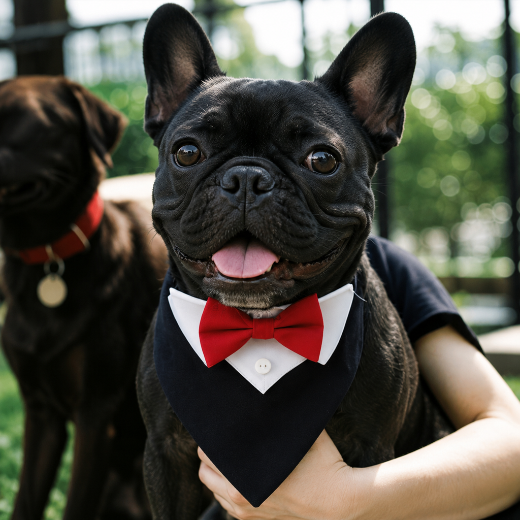 French Bulldog Tuxedo Bow Tie Collar