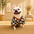 French Bulldog V-Neck Knit Sweater