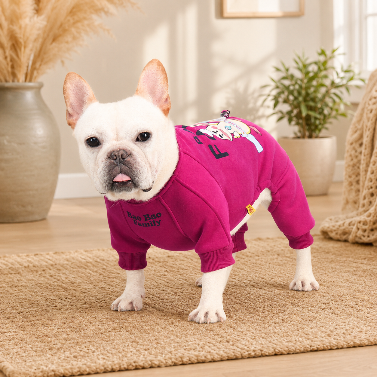 Cozy Fleece-Lined 4-Legged Winter Jumpsuit for French Bulldogs