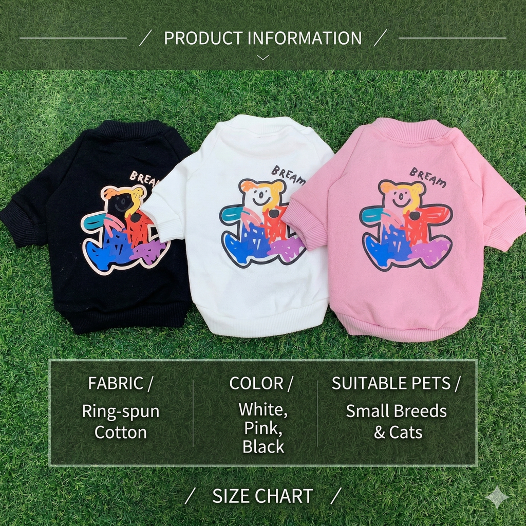 Matching Dog and Owner Outfit: Comfortable Early Autumn Crewneck Cotton Terry Printed Dog Hoodie/Sweater