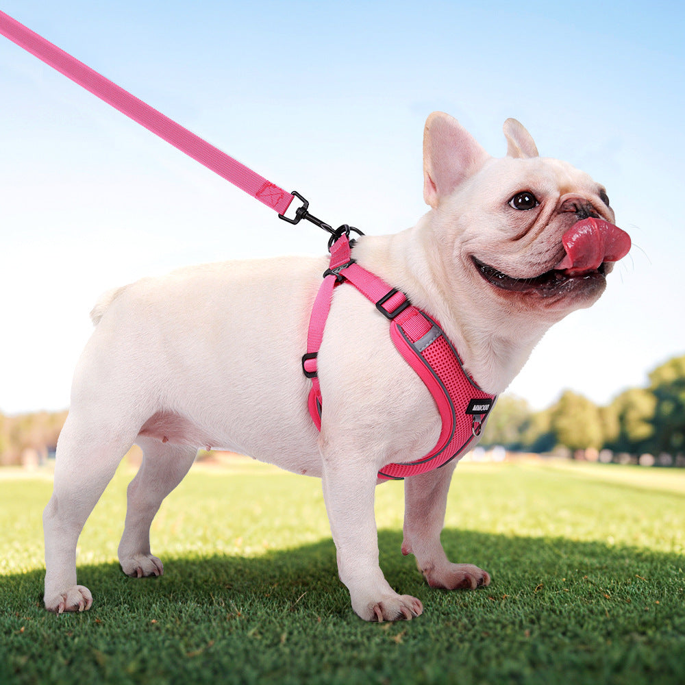 French Bulldog Reflective No-Pull Harness and Leash Set