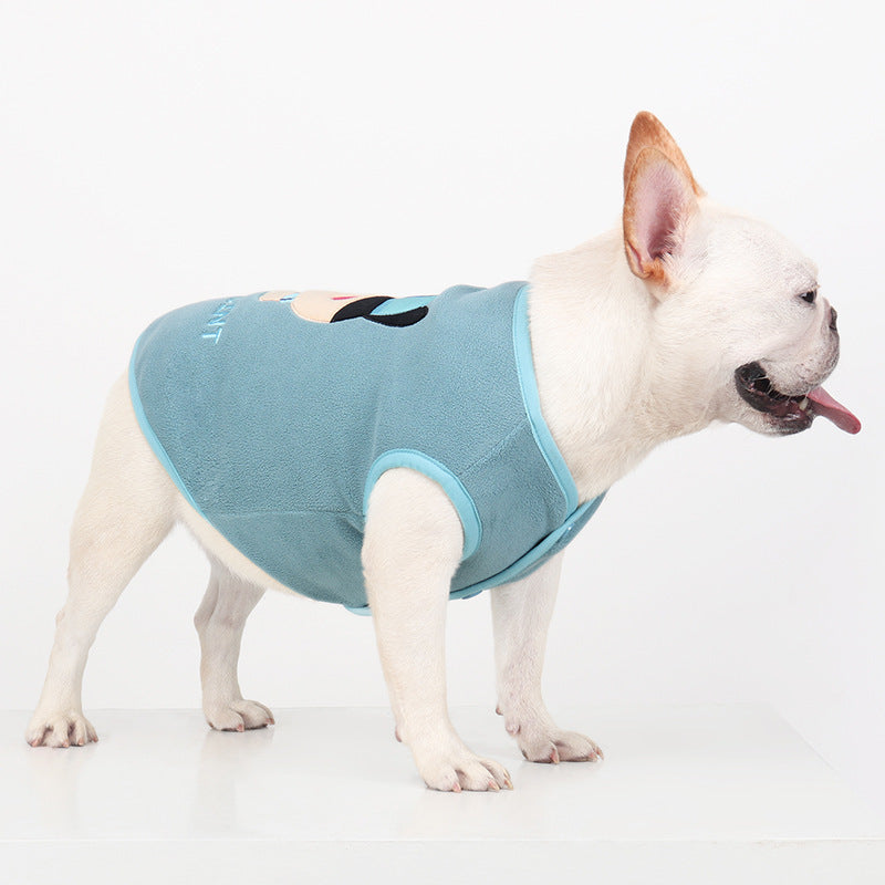 French Bulldog Fleece Vest with Contrast Piping Edge