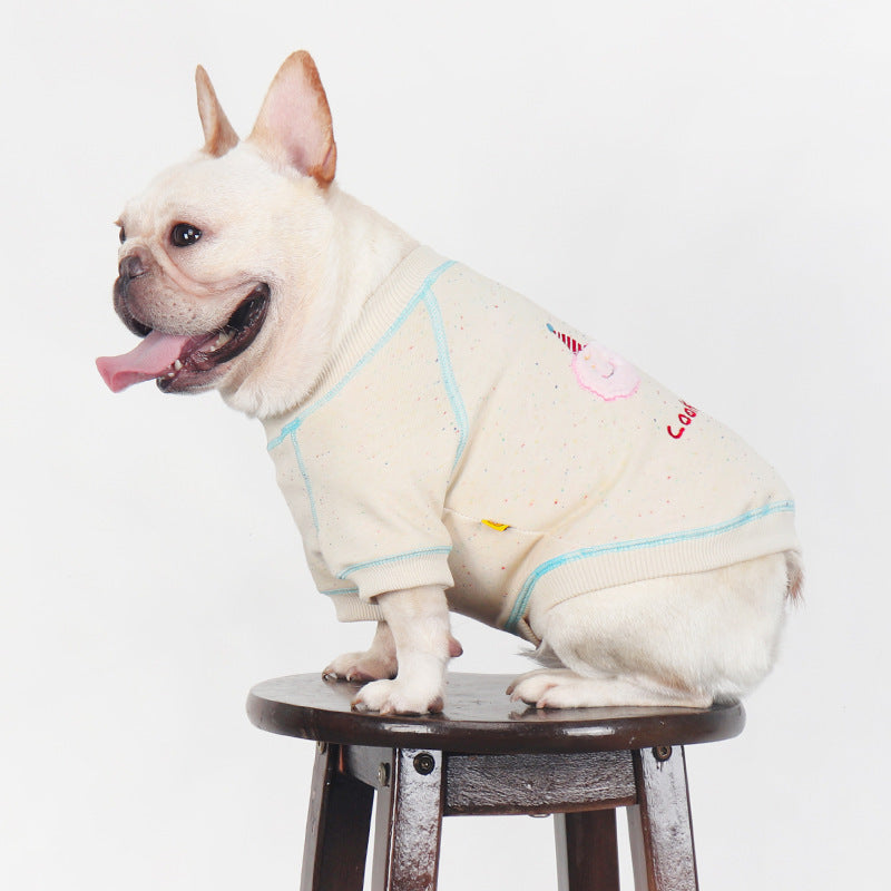Embroidered Knit Crewneck Sweatshirt for French Bulldogs