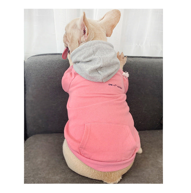 Urban Color-block Frenchie & Owner Matching Hoodie Set | Premium Embroidered French Terry Pet Apparel