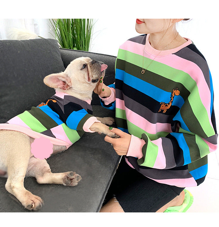 Rainbow Stripe Matching Set: French Terry Sweatshirts for Dogs & Humans (Spring/Fall Collection)