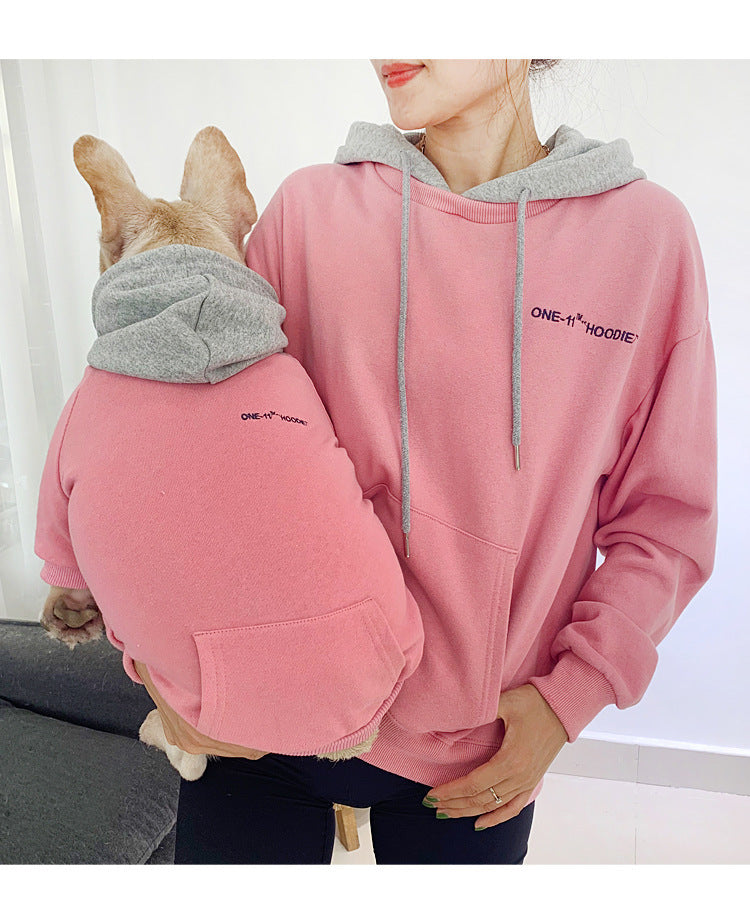 Urban Color-block Frenchie & Owner Matching Hoodie Set | Premium Embroidered French Terry Pet Apparel
