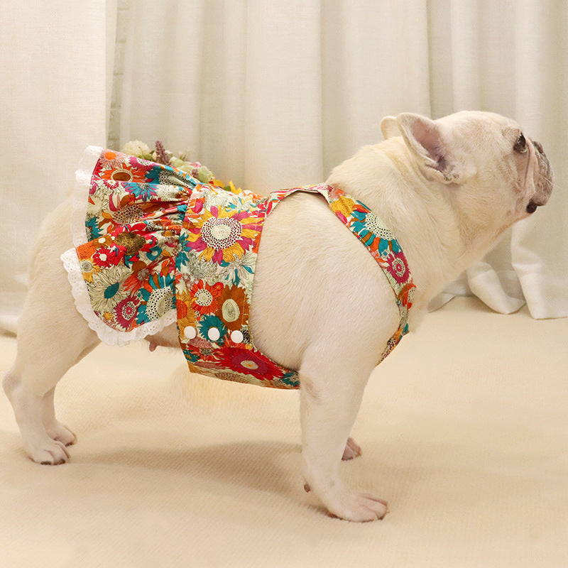 Frenchie Ditsy Floral Strap Dress for Dogs