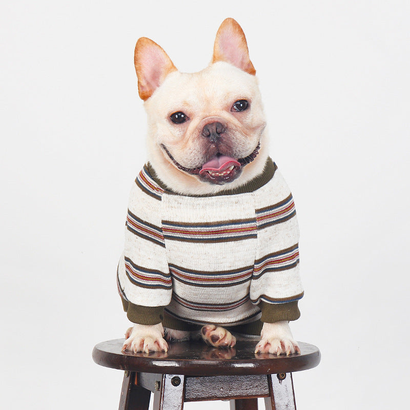 French Bulldog Striped Sweater