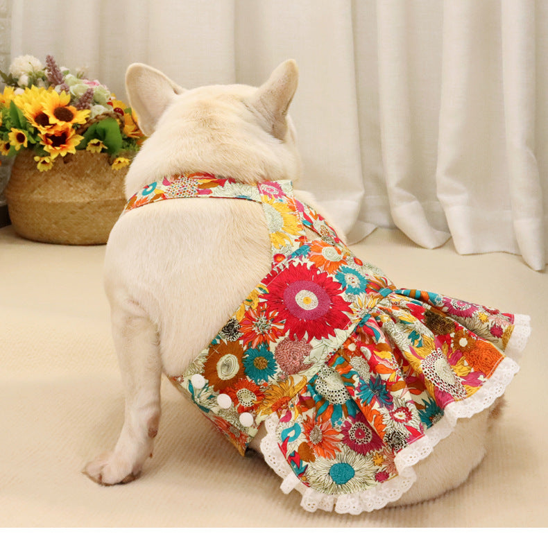 Frenchie Ditsy Floral Strap Dress for Dogs