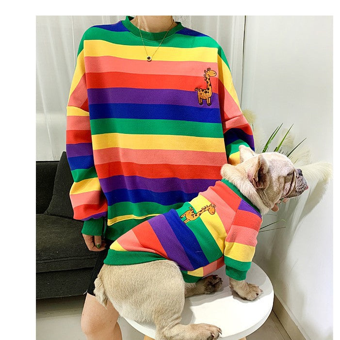 Rainbow Stripe Matching Set: French Terry Sweatshirts for Dogs & Humans (Spring/Fall Collection)