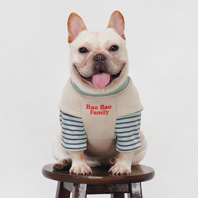 French Bulldog Embroidered Patchwork Sweatshirt