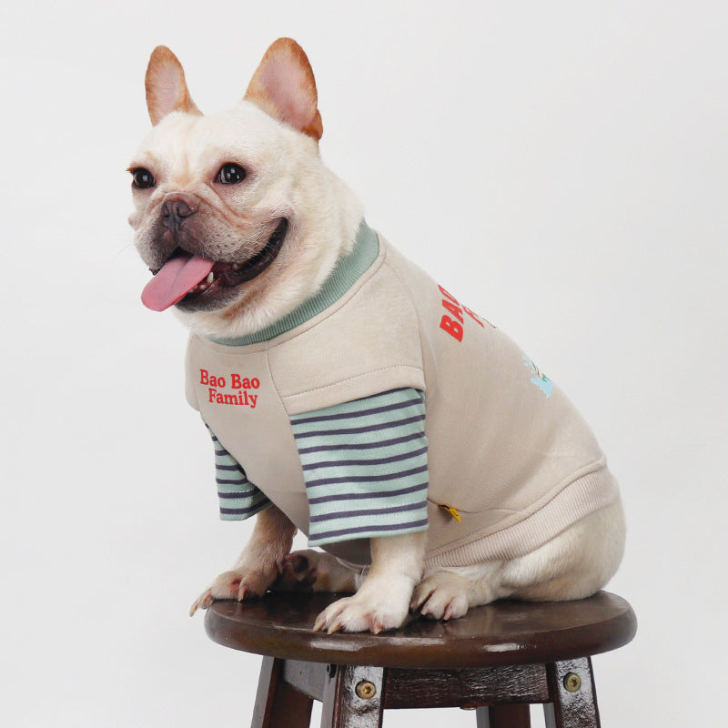 French Bulldog Embroidered Patchwork Sweatshirt
