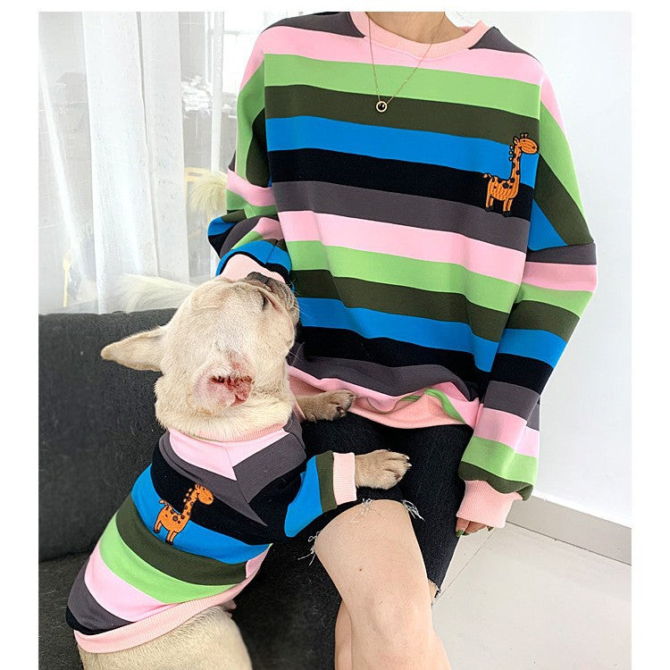 Rainbow Stripe Matching Set: French Terry Sweatshirts for Dogs & Humans (Spring/Fall Collection)