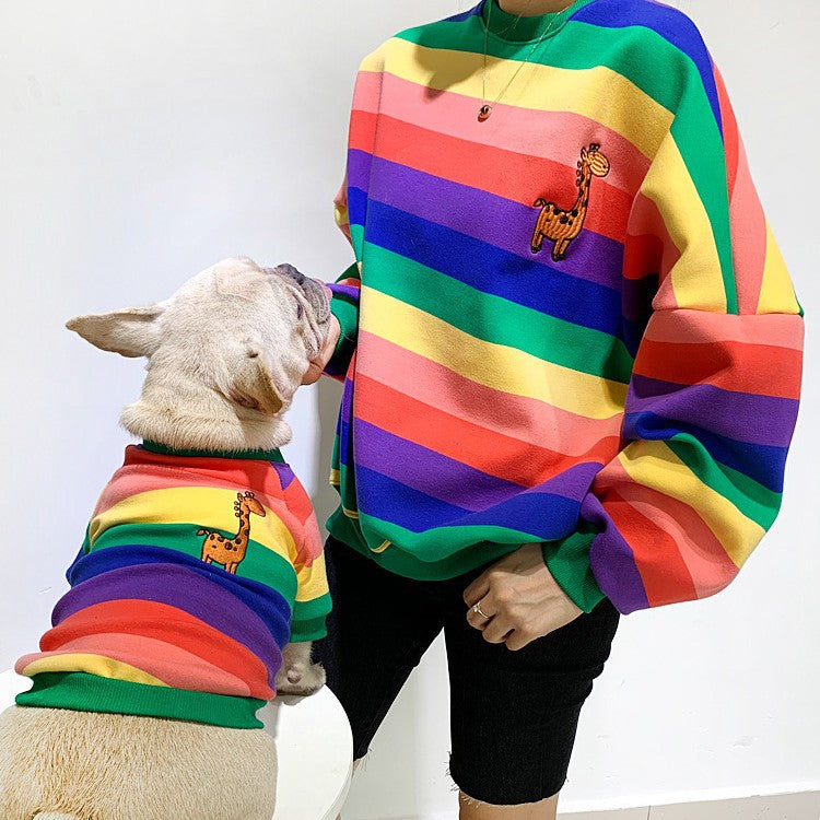 Rainbow Stripe Matching Set: French Terry Sweatshirts for Dogs & Humans (Spring/Fall Collection)
