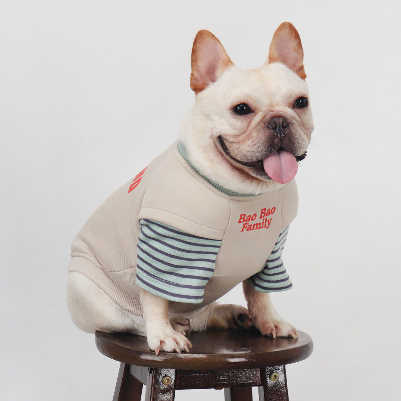 French Bulldog Embroidered Patchwork Sweatshirt