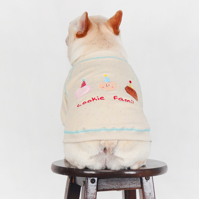 Embroidered Knit Crewneck Sweatshirt for French Bulldogs