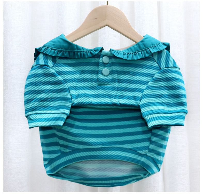 Spring Autumn Sailor Collar Striped Sweatshirt