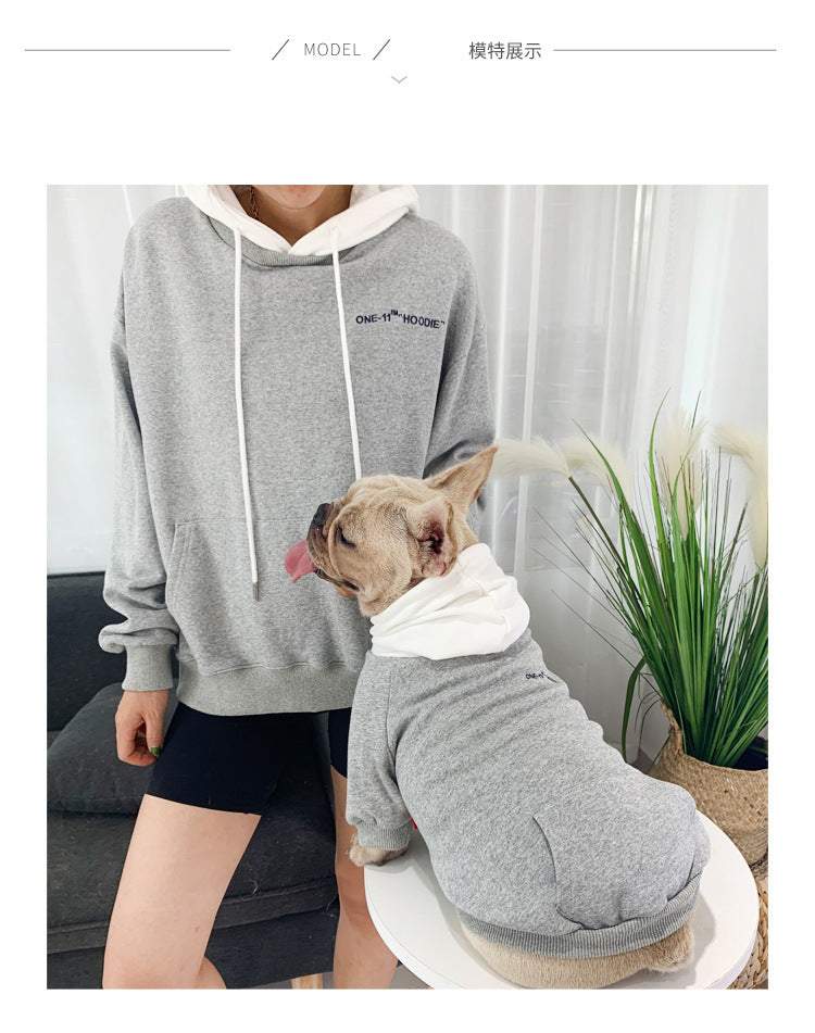 Urban Color-block Frenchie & Owner Matching Hoodie Set | Premium Embroidered French Terry Pet Apparel