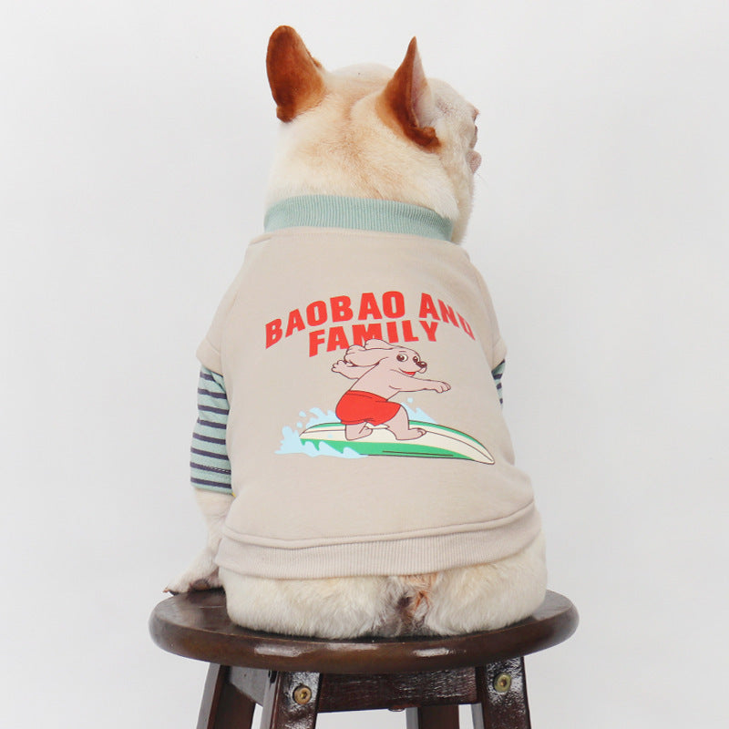 French Bulldog Embroidered Patchwork Sweatshirt