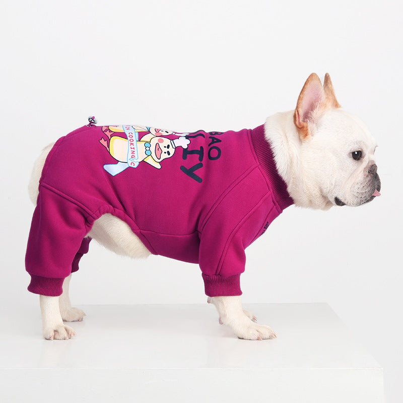 Cozy Fleece-Lined 4-Legged Winter Jumpsuit for French Bulldogs