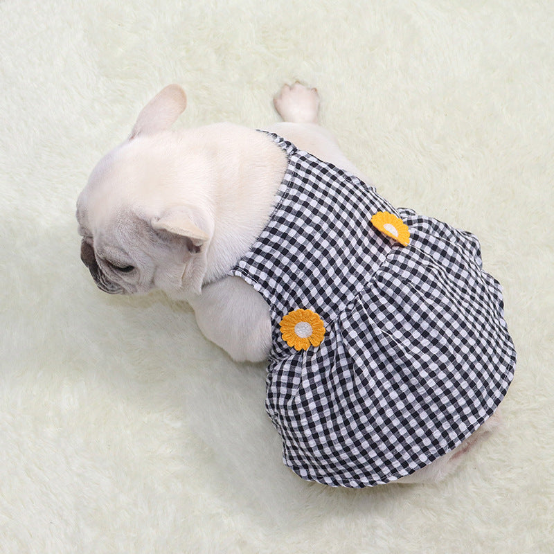 French Bulldog Plaid Camisole Dress