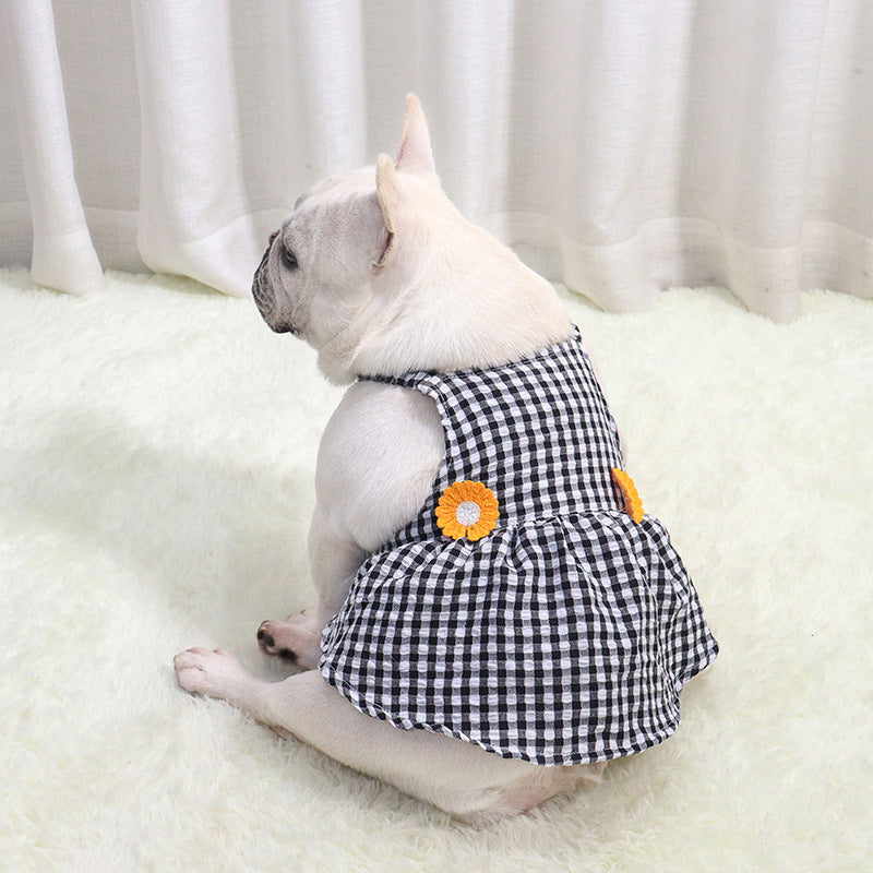 French Bulldog Plaid Camisole Dress
