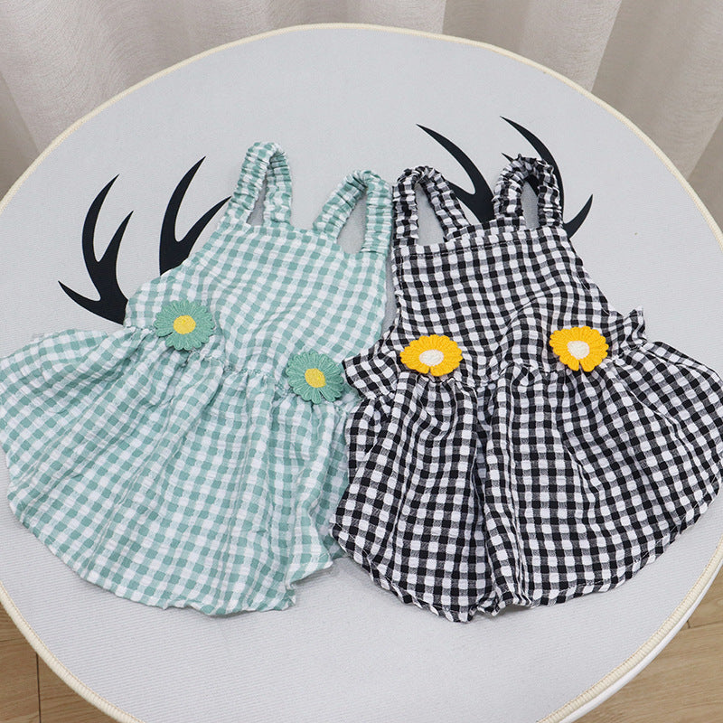 French Bulldog Plaid Camisole Dress