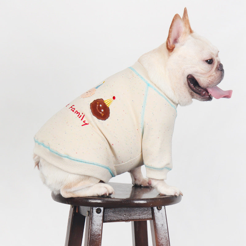 Embroidered Knit Crewneck Sweatshirt for French Bulldogs