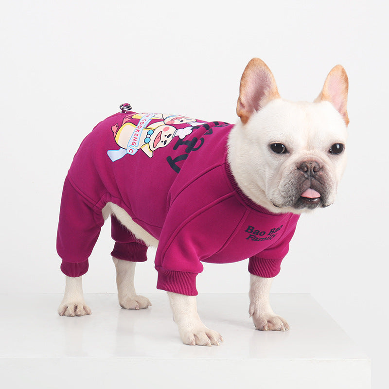 Cozy Fleece-Lined 4-Legged Winter Jumpsuit for French Bulldogs