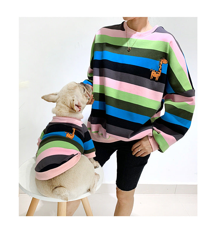 Rainbow Stripe Matching Set: French Terry Sweatshirts for Dogs & Humans (Spring/Fall Collection)