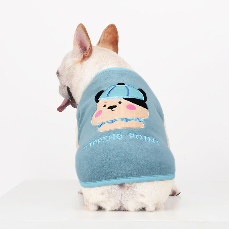 French Bulldog Fleece Vest with Contrast Piping Edge