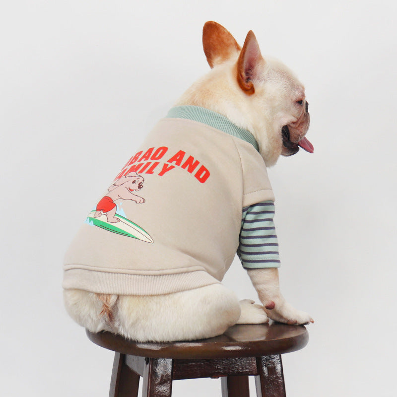 French Bulldog Embroidered Patchwork Sweatshirt